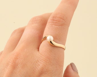 Ring with pearl in 14K Gold size 6 | Real Genuine Gold | Quality Fine Jewelry | Danish Jewelry