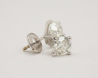 Earrings with diamond (2 ct) in 18K White gold | Real Genuine Gold | Quality Fine Estate Jewelry | Danish Jewelry