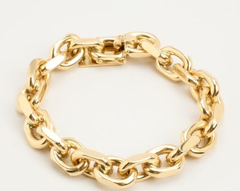 Anchor chain Bracelet in 14K Gold, 8.07 inches | Vintage Solid Gold | Quality Fine Jewelry | Scandinavian Jewelry