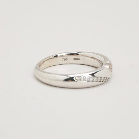 Split Shank Diamond Engagement Ring, Pavé 18K Whi… - image 3