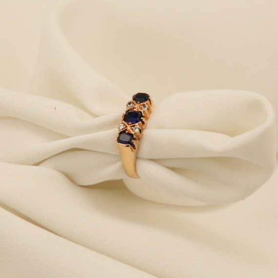 Ring with glass and synthetic sapphire in 14K Gol… - image 1