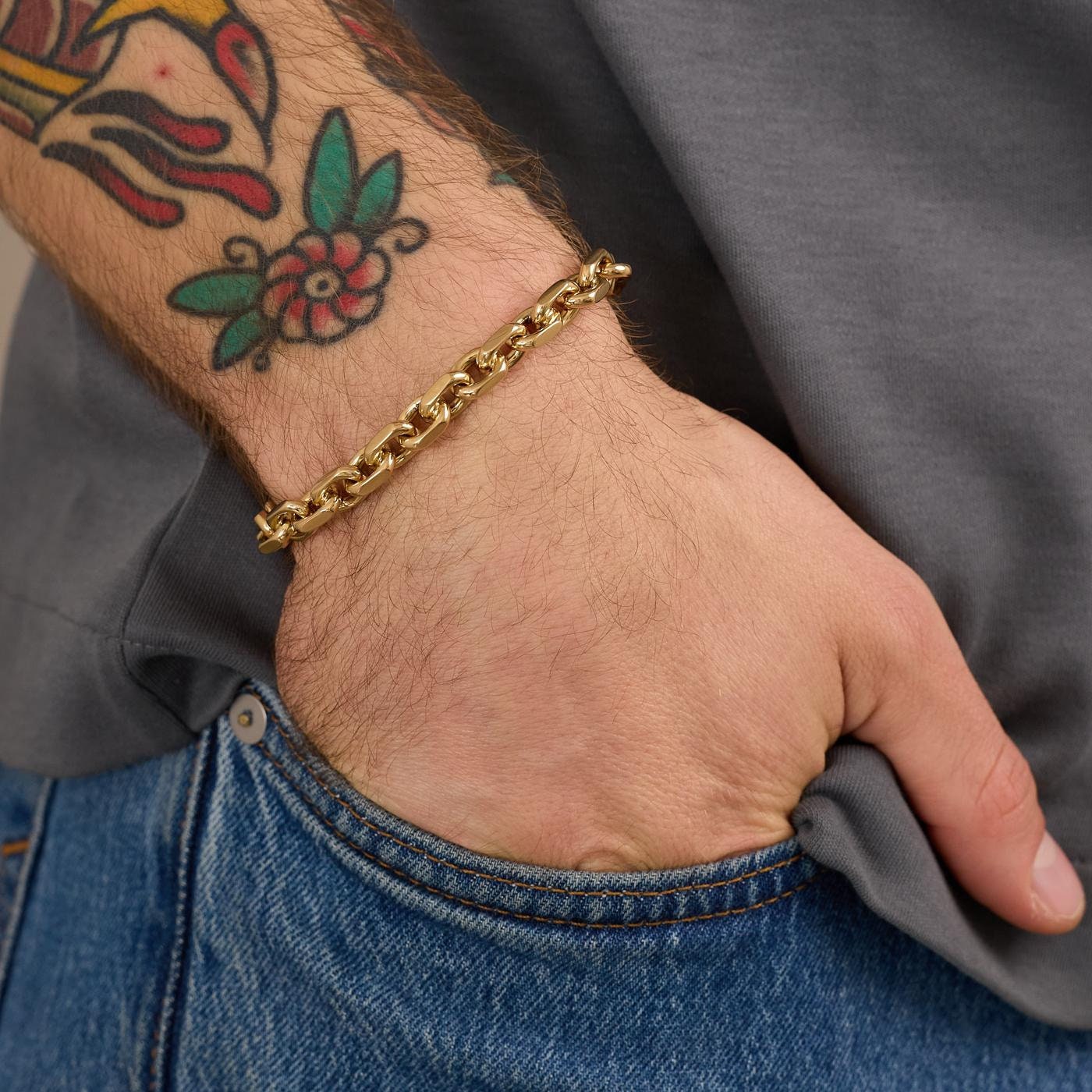 Anchor Chain Bracelet in 14K Gold, 8.07 Inches | Real