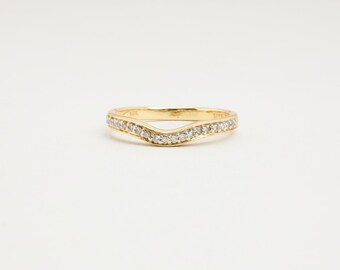 Anillo con diamante (0,11 ct) en oro de 14K tamaño 6 / Oro genuino real / Joyería de oro minimalista / Joyería nórdica