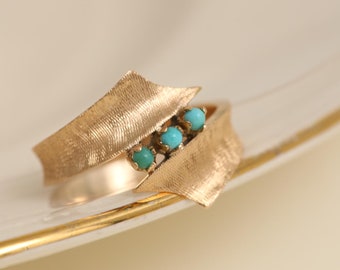 Ring with turquoise in 18K Gold size 6 | Solid Gold | Premium Real Gold Estate | Nordic Jewelry