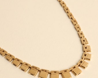 Brick Necklace in 14K Gold, 15.35 inches | Vintage Solid Gold | Quality Fine Jewelry | Scandinavian Jewelry