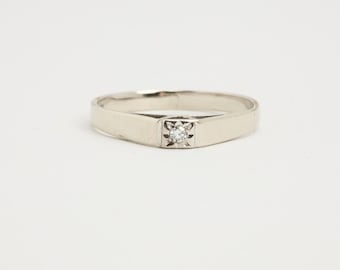 Ring met diamant (0,005 ct) in 14K witgoud maat 5 | Massief goud | Kwaliteit fijne landgoed sieraden | Scandinavische sieraden