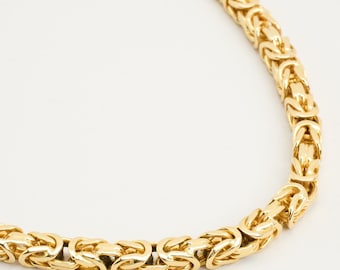 Byzantine chain Necklace in 14K Gold, 24.41 inches | Vintage Solid Gold | Premium Real Gold Estate | Nordic Jewelry