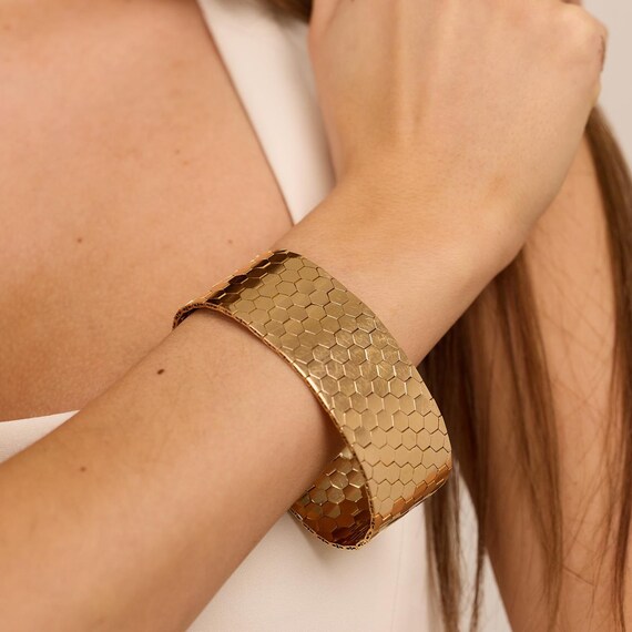 Beehive Bracelet in 18K Gold 7.48 Inches Vintage Solid Gold Premium Real Gold Estate Nordic Jewelry Etsy Canada
