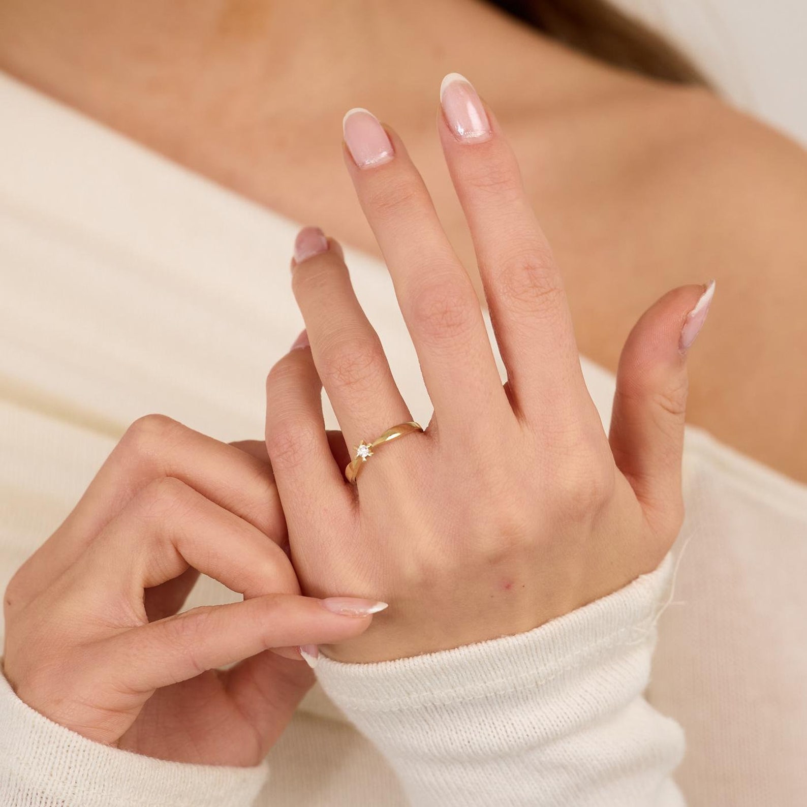 Nordahl Andersen Ring With With Zircon, in 8K Gold Size 6 7 Real