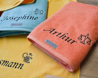 Ross organic cotton towel - with individual embroidery + zodiac sign