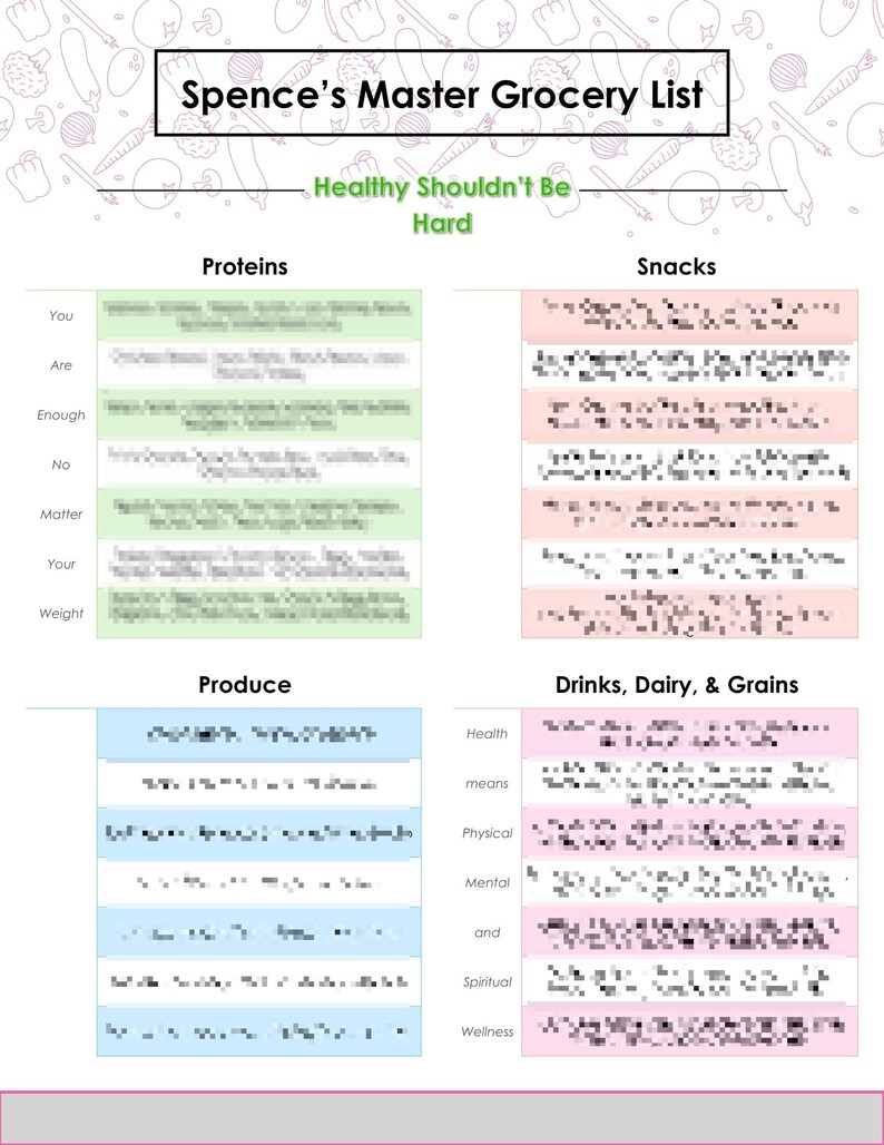 Master Weight Loss Grocery List Etsy