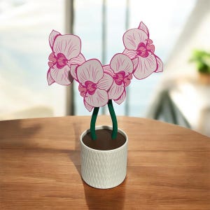 Orchidee-onderzetterset met verborgen opberger | 3D-geprint bloempotdecor en magnetische organizer | Op maat gemaakt woonaccessoire voor binnen