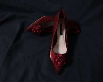 Blood Red High Heels Marie Antoinette Rococo Baroque Bridal High Heels Paris Wedding Shoes