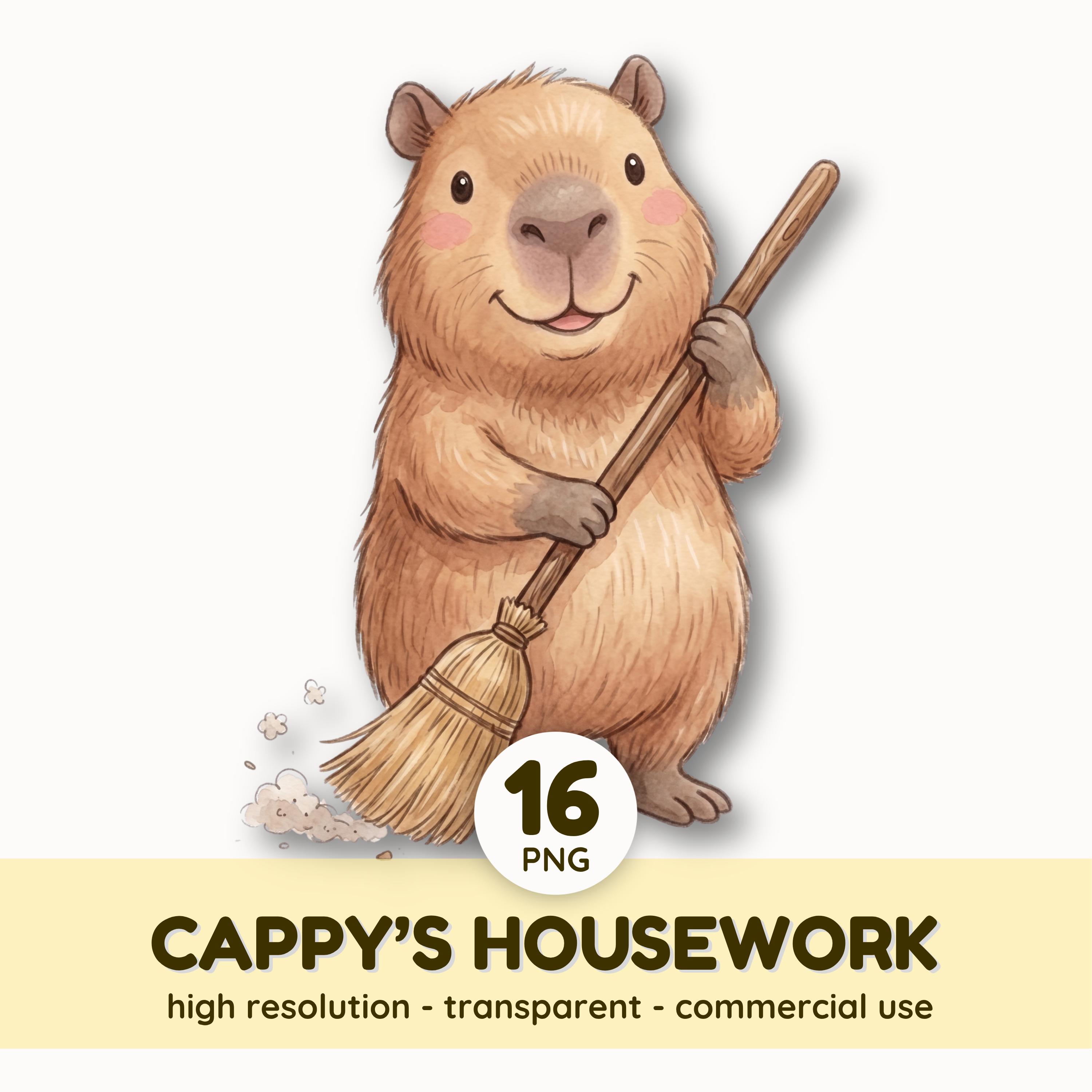 Cute Capybara Clipart Watercolor Animal Graphics | Cleaning & Laundry ...