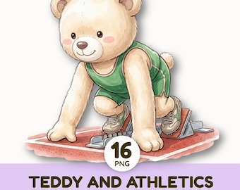 Watercolor Track and Field Clipart | Cute Athletics Sports Equipment PNG Graphics | Running Spikes Stopwatch Medal Digital Download