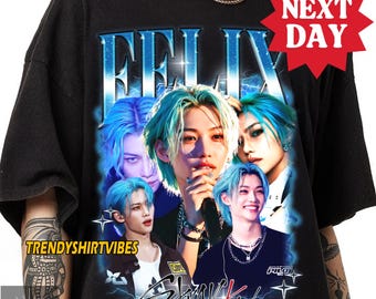 Felix Stray Kids Bootleg Shirt, Felix Retro 90s Kpop Tee, Felix Tour Shirt, Felix Vintage Concert T-Shirt, Kpop Fan Gift, SKZ Felix Merch