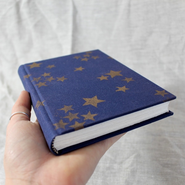 Celestial clothbound sketchbook, hand bound book, bookbinding