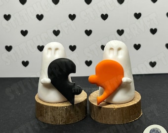 ADOPT A GHOST | Polymer clay ghost duo with puzzle hearts | Handmade to order | Ghost aesthetic | Ghost figurine | Ghost gift |Pet ghost