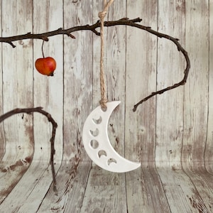 MOON PHASE ORNAMENT | Moon phase cut out crescent moon ornament | Handmade to order | Air dry clay | Moon decor | Moon gift | Celestial gift