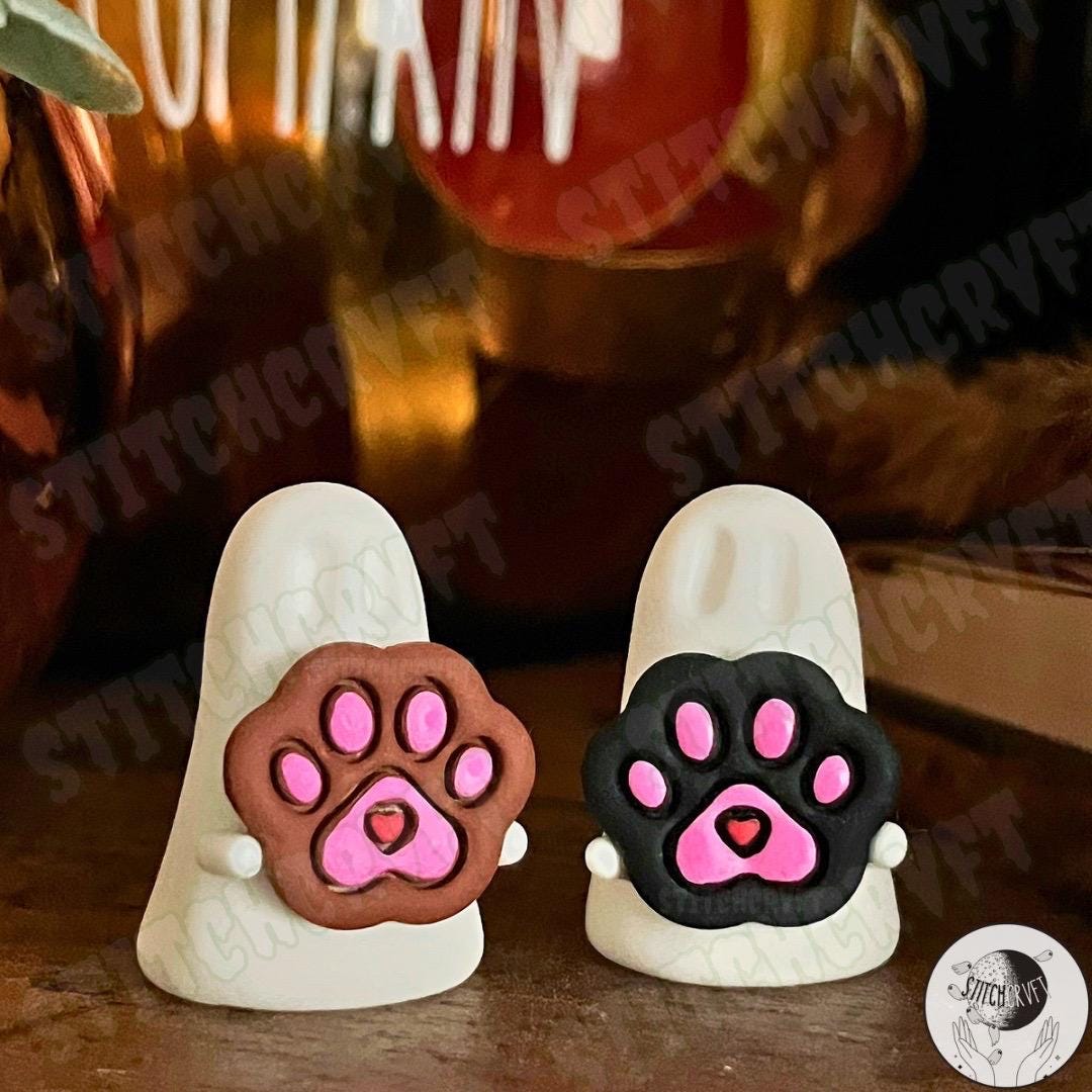 ADOPT A GHOST | Polymer clay ghost holding tiny heart paw | Handmade to order | Ghost aesthetic | Ghost figurine | Ghost gift |Pet ghost