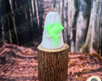 ADOPT A GHOST | Polymer ghost holding tiny glowing dragon| Handmade to order | Ghost aesthetic | Ghost figurine | Ghost gift |Pet ghost
