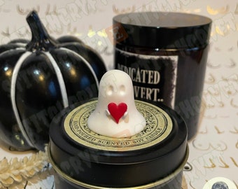 ADOPT A GHOST | Polymer clay ghost figure with heart offering | Handmade to order | Ghost aesthetic | Ghost figurine | Ghost gift |Pet ghost