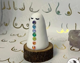 ADOPT A GHOST: Handmade little ghostie with rhinestone chakras