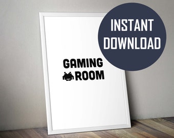 INSTANT DOWNLOAD - Gaming Room - Fun Door Sign Word Art -  English