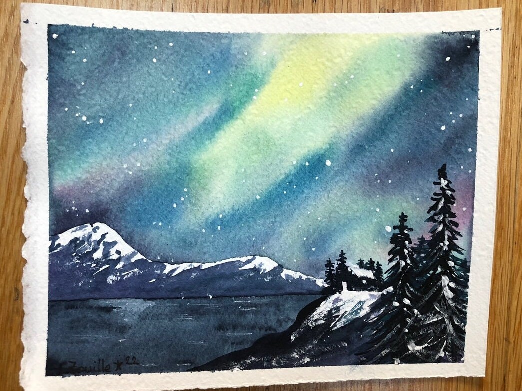 Aquarelles Originales - Aurores Boréales