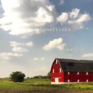 Red Barn Landscape Painting - Instant Digital Download