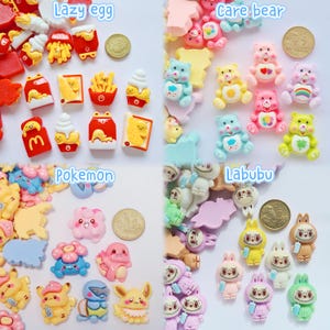 DIY Charms Pack(15/25/50pcs)-Sanrio lazy egg, blue fish, care bear, sailor moon, character, pokemon, pikachu, koala kawaii cute charms