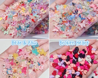 1 confezione di piccoli mini ciondoli decoden per nail art, scrapbooking, artigianato artistico e perline fantasia (fiori, fiocco, stella, cuore, orso, rosa, farfalla)