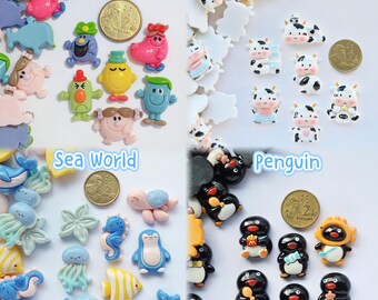 Kawaii DIY Charms pack (15/25/50pcs) - Little Miss, Penguin, cow, sea animal, koala, Flower, bear, Camping theme, sky moon star rainbow