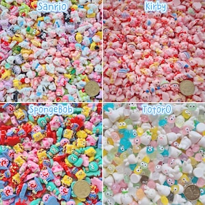 50ml kleine niedliche kawaii Dekoden Anhänger zum Selbermachen: Sanrio, Kirby, Sponge Bob, Stern, Schleife, Essen, Obst, Bär, Blume, Cartoon sortierter Anhänger