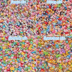 20pcs mix resin Charms: Disney, Sanrio, Pokemon, kirby, Nintendo, Cartoon characters, Flowers, Animal, Food, Bottle, Bow, Heart, ice cream