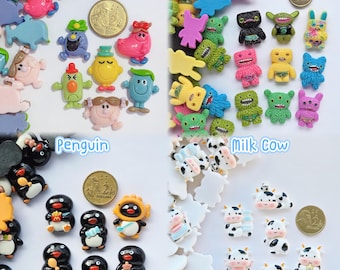 Confezione di ciondoli fai da te Kawaii (15/25/50 pezzi) - Cibo a tema, scarpe Nike, orsacchiotti gommosi, animali marini, dinosauri, fiori, frutta, tavolette... ciondoli decoden