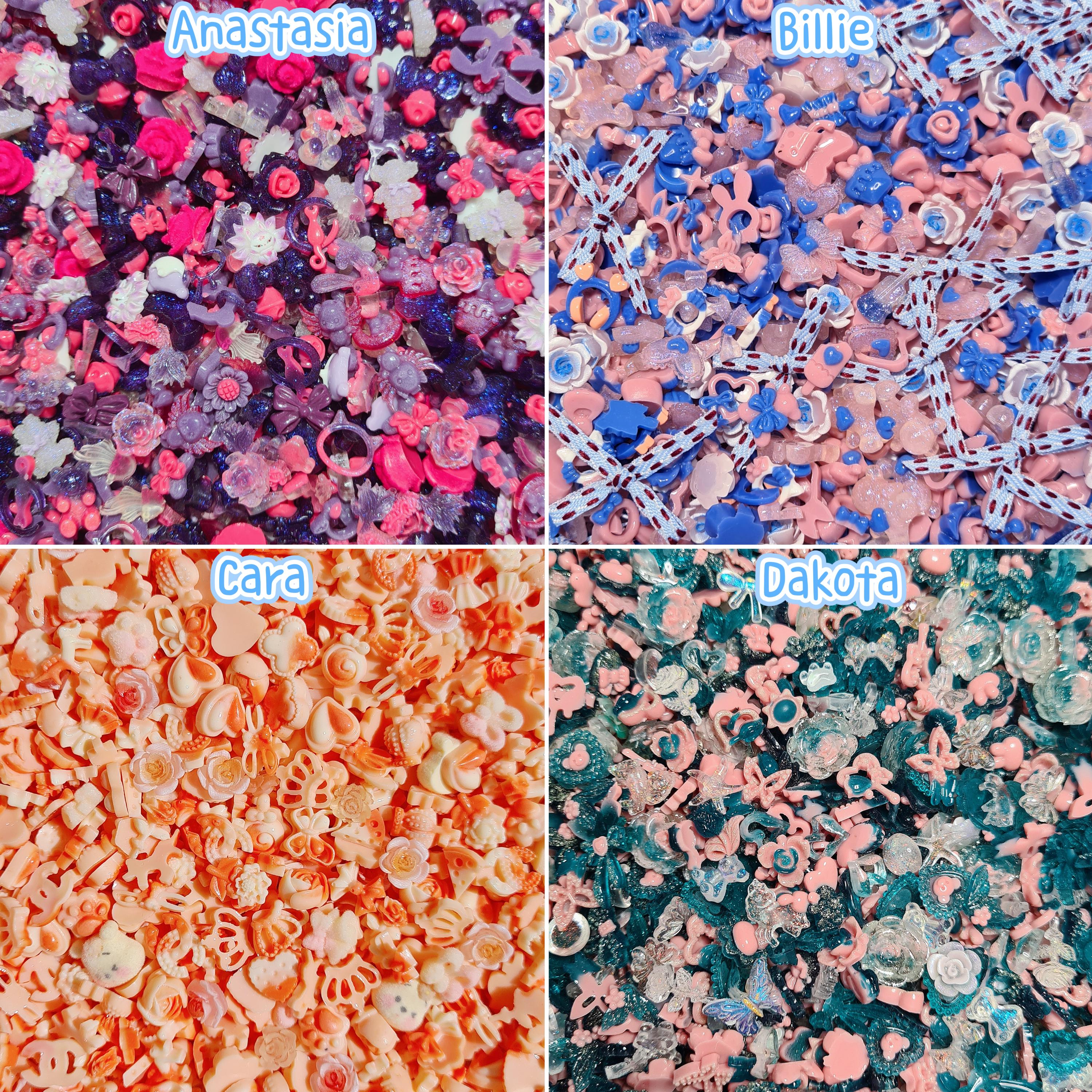 1pack small mini decoden charms for nail art, scrapbooking, art craft and fancy beads (flowers, bow, star, heart, bear, rose, butterfly)