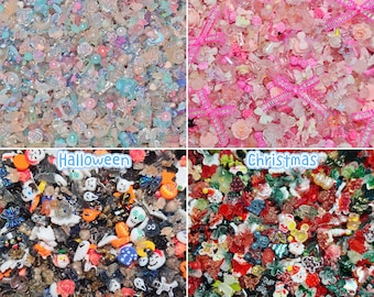 1pack small mini decoden charms for nail art, scrapbooking, art craft and fancy beads (flowers, bow, star, heart, bear, rose, butterfly)