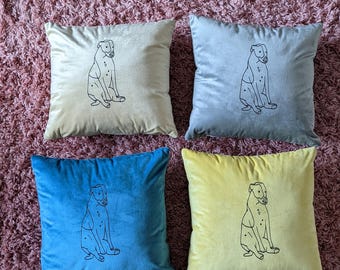 Staffy cushion covers - Soft velvet cushion covers - Set of 4 cushion covers - 40x40 cushion cover - Beige - Grey - Aqua blue - Yellow