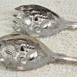Vintage Salad Server (Spoon + Fork) with very Intricate Design