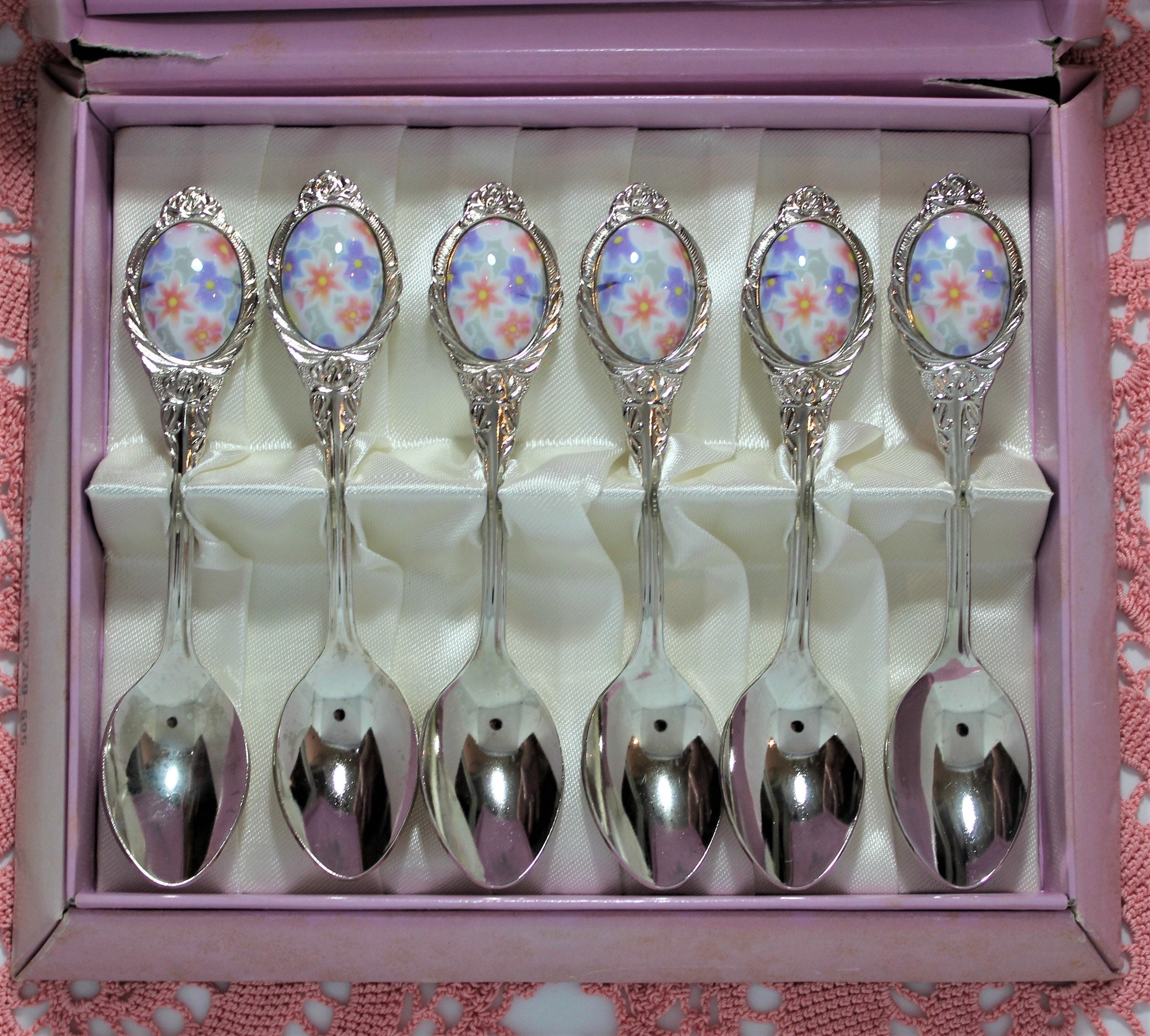 【Vintage】 Floral Teaspoons Vintage Stainless Steel Floral Spoons X 6 - Etsy