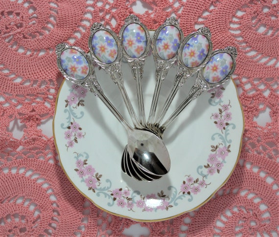 Vintage Stainless Steel Floral Spoons X 6 - Etsy