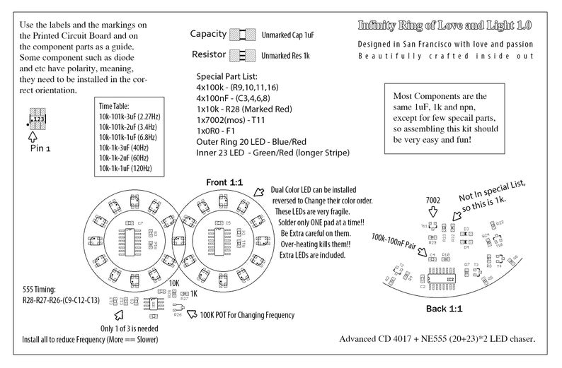 Juno IRLL 1.0 DIY Soldering Kit for Beginners - 43 Dual-Color Infinity Ring LED Chaser w/ NE555 & CD4017 Surface Mount Components Bild 9