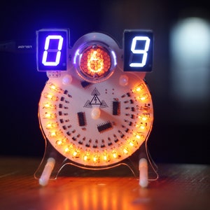 Juno Light Tower v3.0 DIY Soldering Kit - 1 Nixie Tube + 21 Neon Lamp Clock + 2 LED display w/ Dual High Voltage Rail - Advanced Electronics
