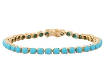 Turkos armband, turkos tennisarmband, fint armband, turkosa smycken, present till henne, minimalistiskt armband, guldtennisarmband