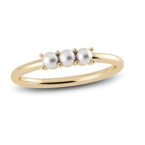 14k Gold dainty pearl ring, pearl stacking full band ring, pearl eternity wedding band june birthstone, promise ring, christmas gift for mom