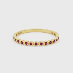 14k Gold Ruby Eternity Band Ring, Ruby Eternity Band Ring Stackable Band Ring, Half Eternity Band Ring, Ruby Gemstone Ring, Gift For Her