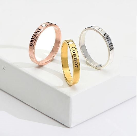 Custom rings with deals names and birthstones