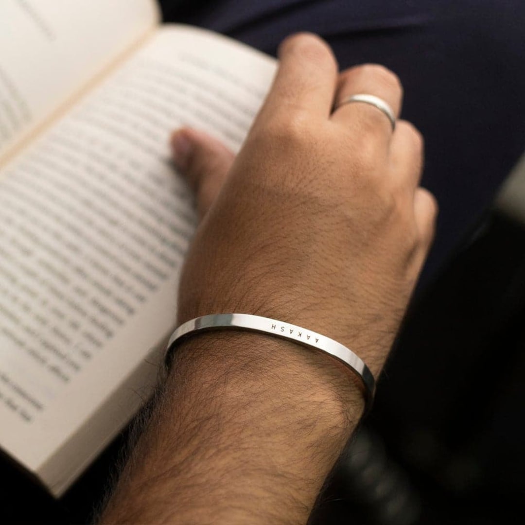 Sterling Silver Chandi Kada Name Design Customised Om Design