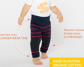 Mitwachsende BIO Kinderleggings mit abriebfesten Knien - Dunkelblau Ladybird